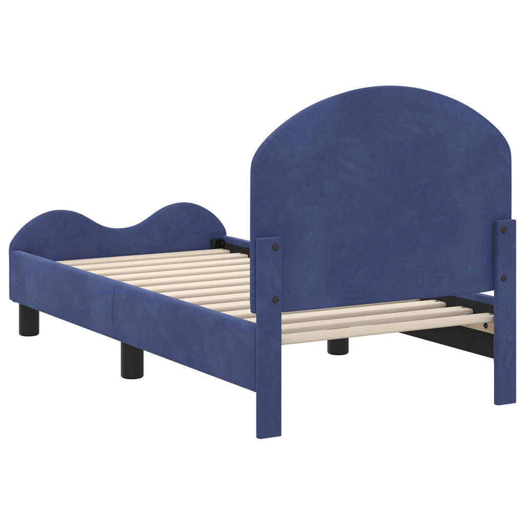 Kinderbettgestell mit Kopfteil Polizeiblau 70 x 140 cm Samt