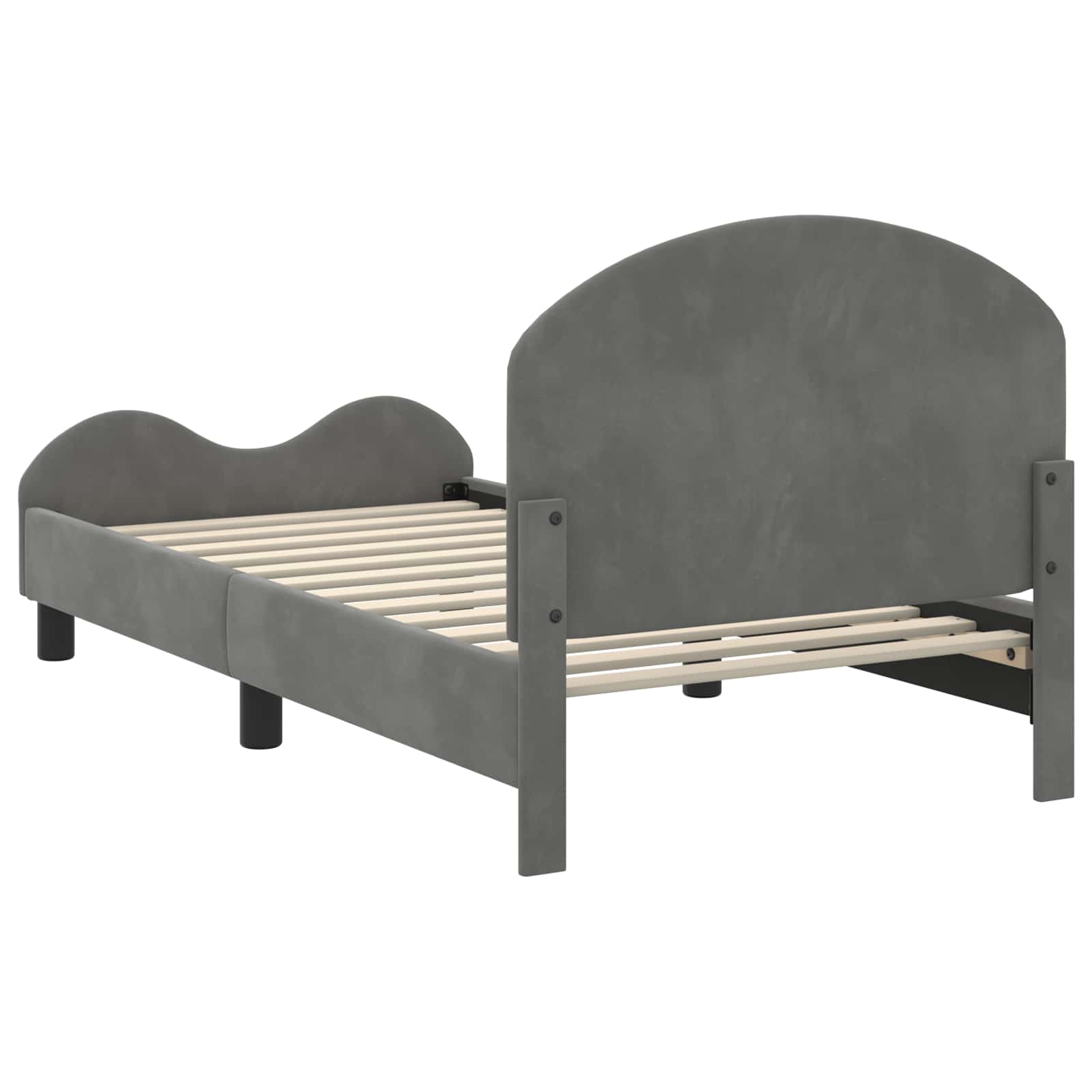 Kinderbettgestell mit Kopfteil Dunkelgrau 80 x 160 cm Samt