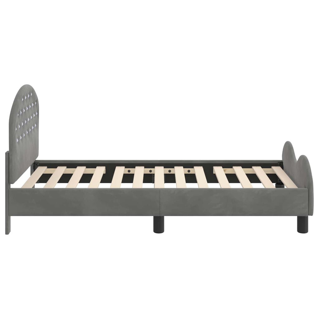 Kinderbettgestell mit Kopfteil Dunkelgrau 80 x 160 cm Samt
