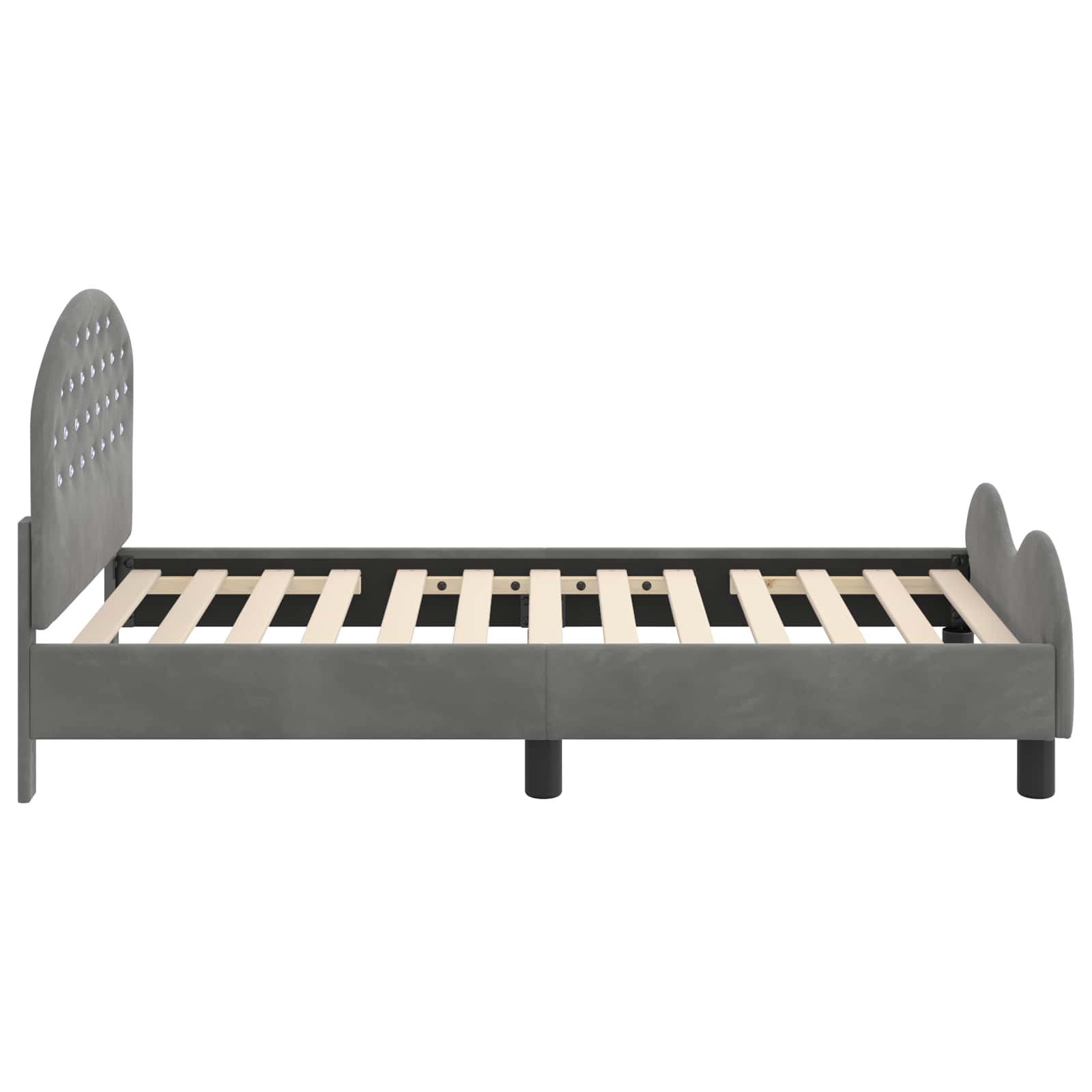 Kinderbettgestell mit Kopfteil Dunkelgrau 80 x 160 cm Samt