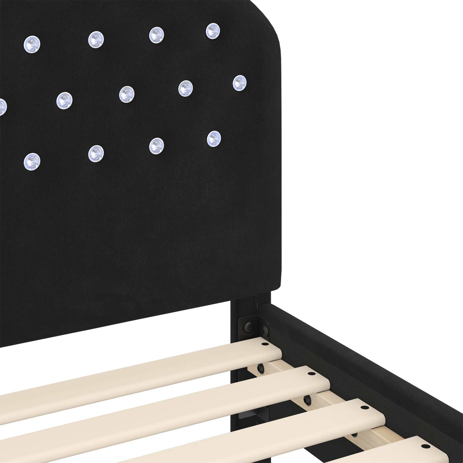 Kinderbettgestell mit Kopfteil Schwarz 80 x 160 cm Samt