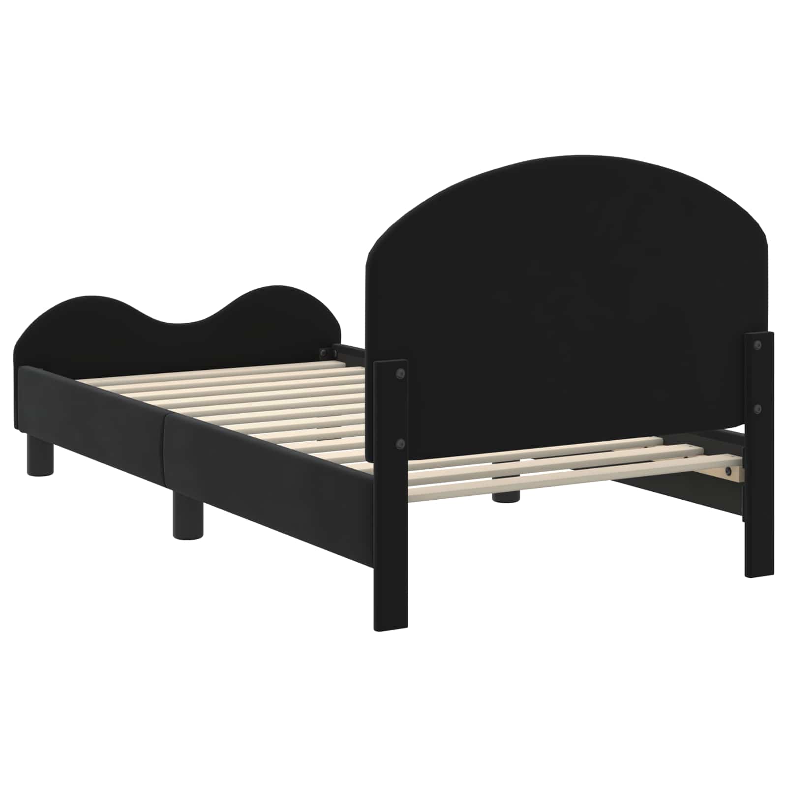 Kinderbettgestell mit Kopfteil Schwarz 80 x 160 cm Samt