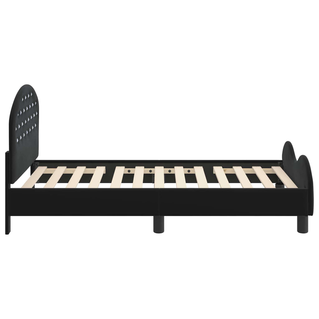 Kinderbettgestell mit Kopfteil Schwarz 80 x 160 cm Samt