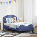 Kinderbettgestell mit Kopfteil Polizeiblau 80 x 160 cm Samt