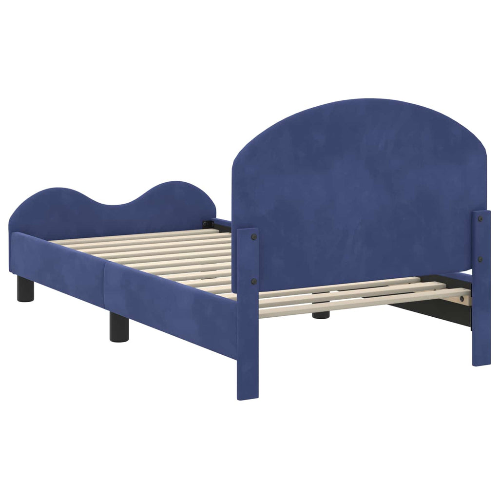 Kinderbettgestell mit Kopfteil Polizeiblau 80 x 160 cm Samt