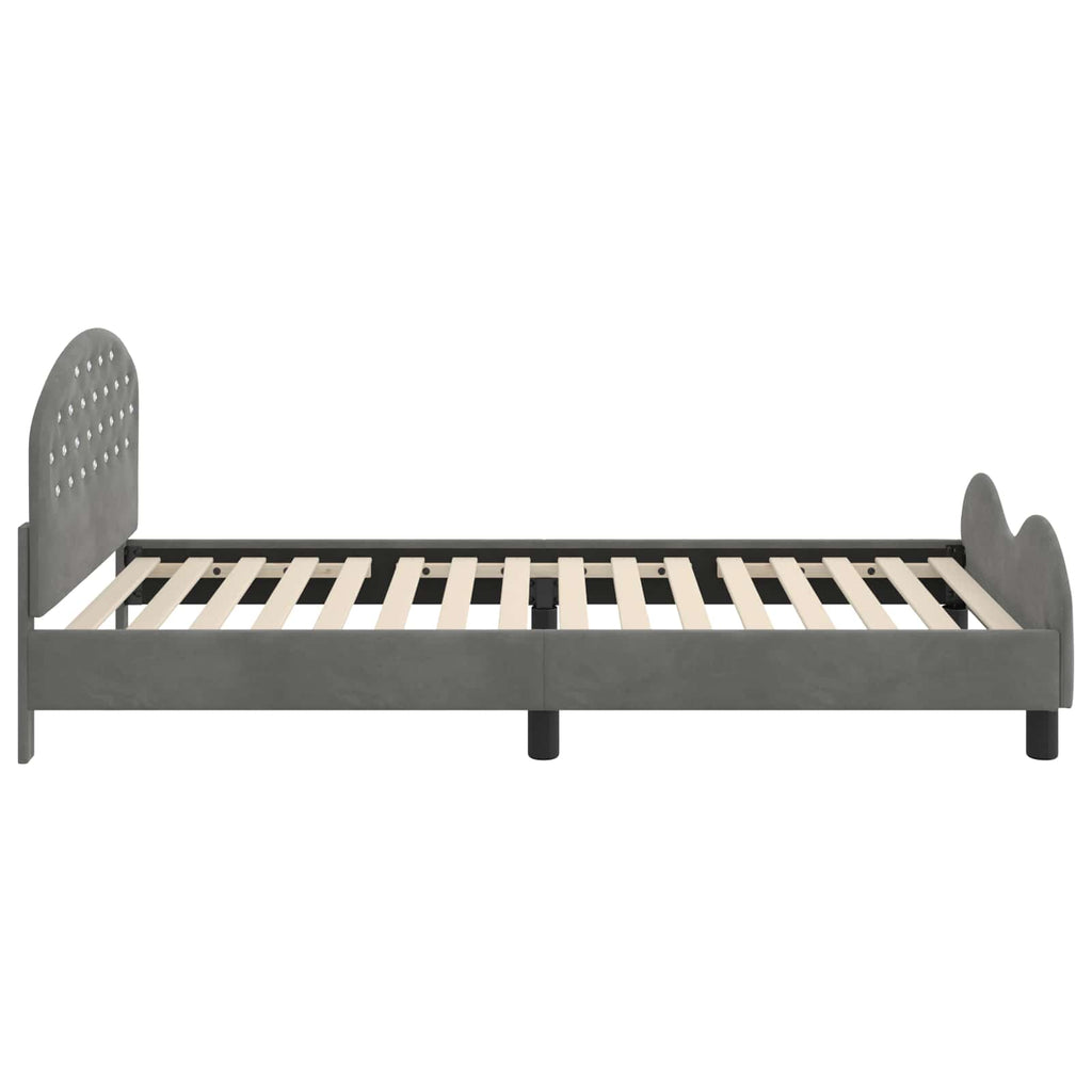 Kinderbettgestell mit Kopfteil Dunkelgrau 80 x 200 cm Samt