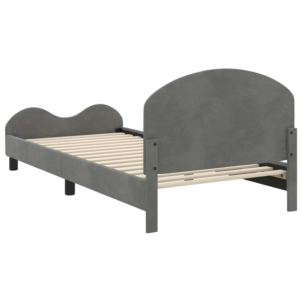 Kinderbettgestell mit Kopfteil Dunkelgrau 90 x 190 cm Samt
