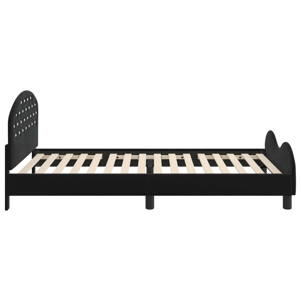 Kinderbettgestell mit Kopfteil Schwarz 90 x 190 cm Samt