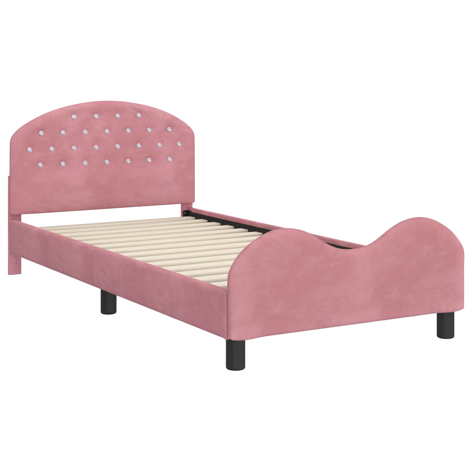 Kinderbettgestell mit Kopfteil Rosa 90 x 190 cm Samt