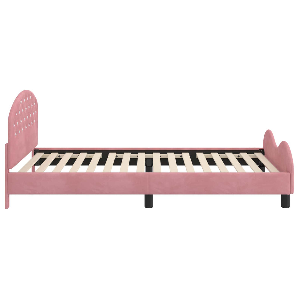 Kinderbettgestell mit Kopfteil Rosa 90 x 190 cm Samt