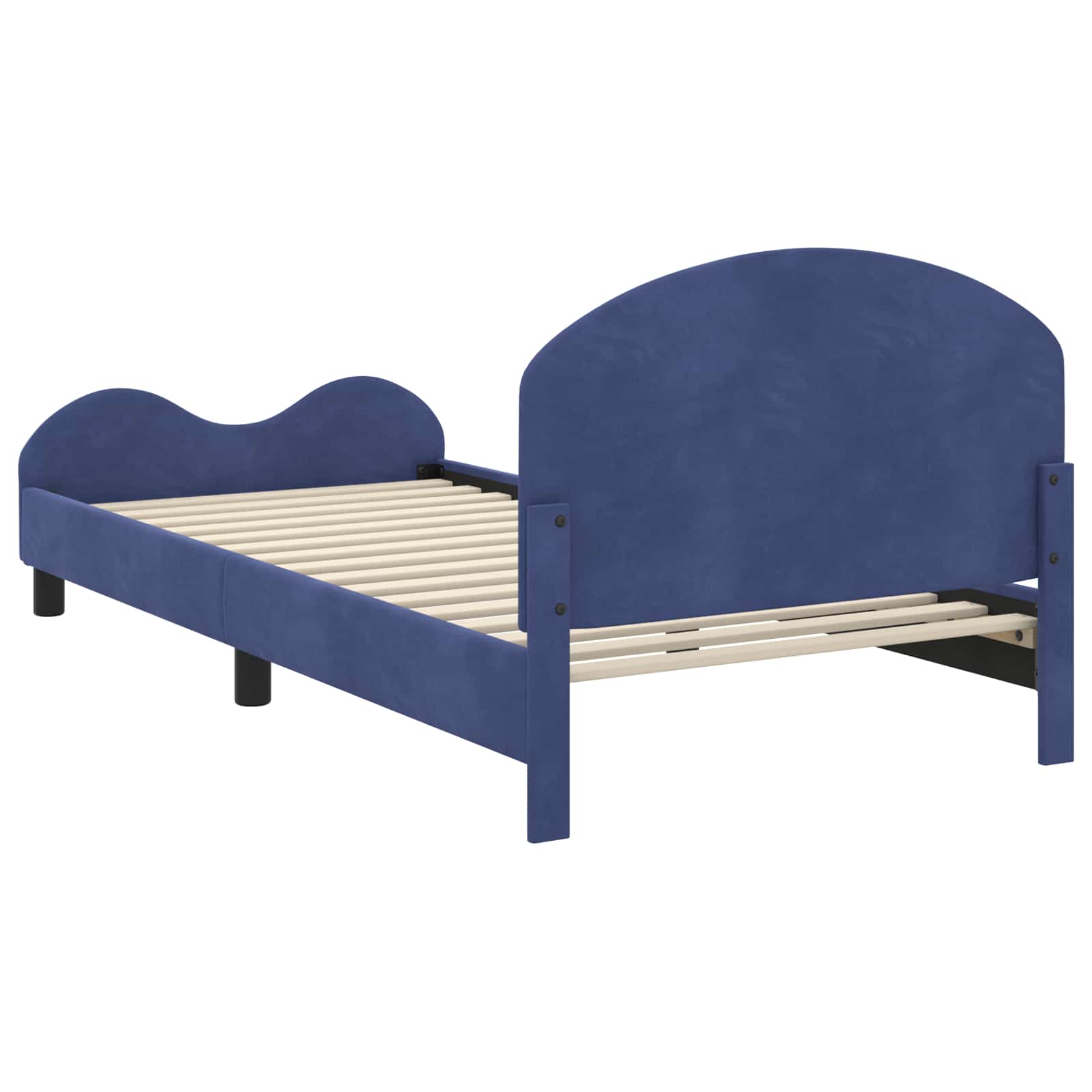Kinderbettgestell mit Kopfteil Polizeiblau 90 x 190 cm Samt