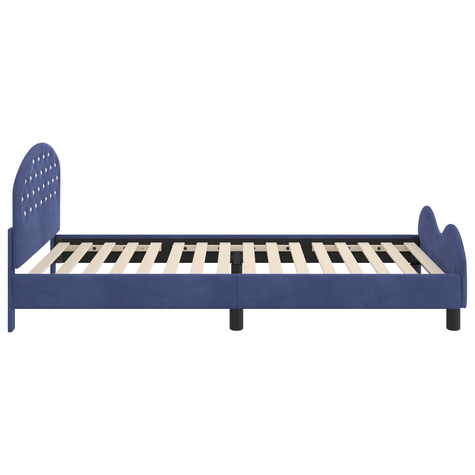 Kinderbettgestell mit Kopfteil Polizeiblau 90 x 190 cm Samt