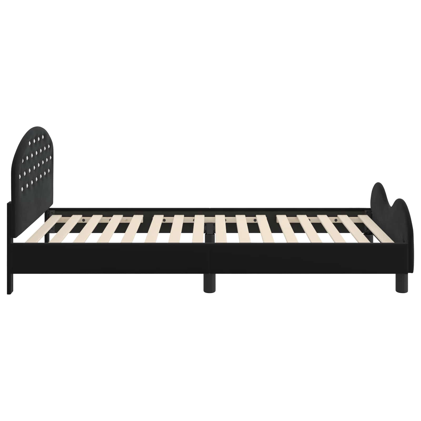 Kinderbettgestell mit Kopfteil Schwarz 90 x 200 cm Samt