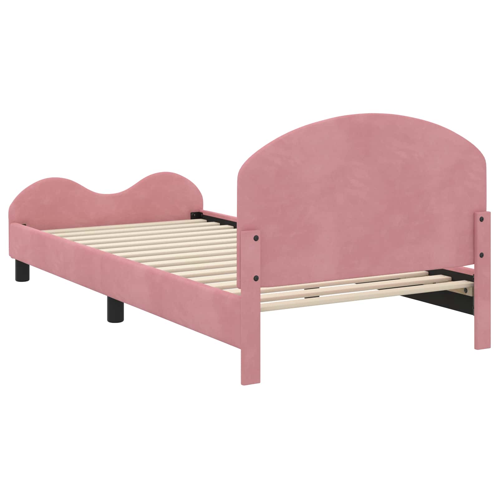 Kinderbettgestell mit Kopfteil Rosa 90 x 200 cm Samt
