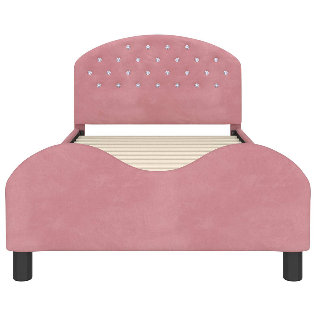 Kinderbettgestell mit Kopfteil Rosa 90 x 200 cm Samt