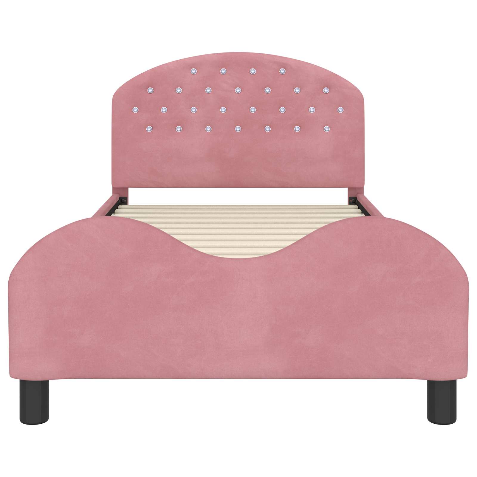 Kinderbettgestell mit Kopfteil Rosa 90 x 200 cm Samt