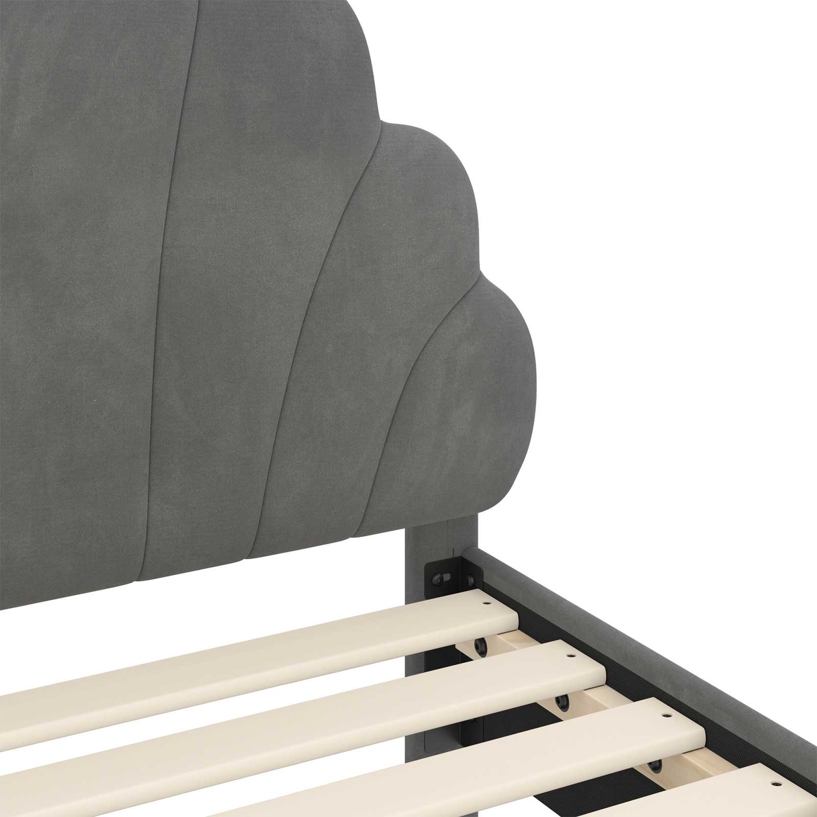 Kinderbettgestell mit Kopfteil Dunkelgrau 70 x 140 cm Samt