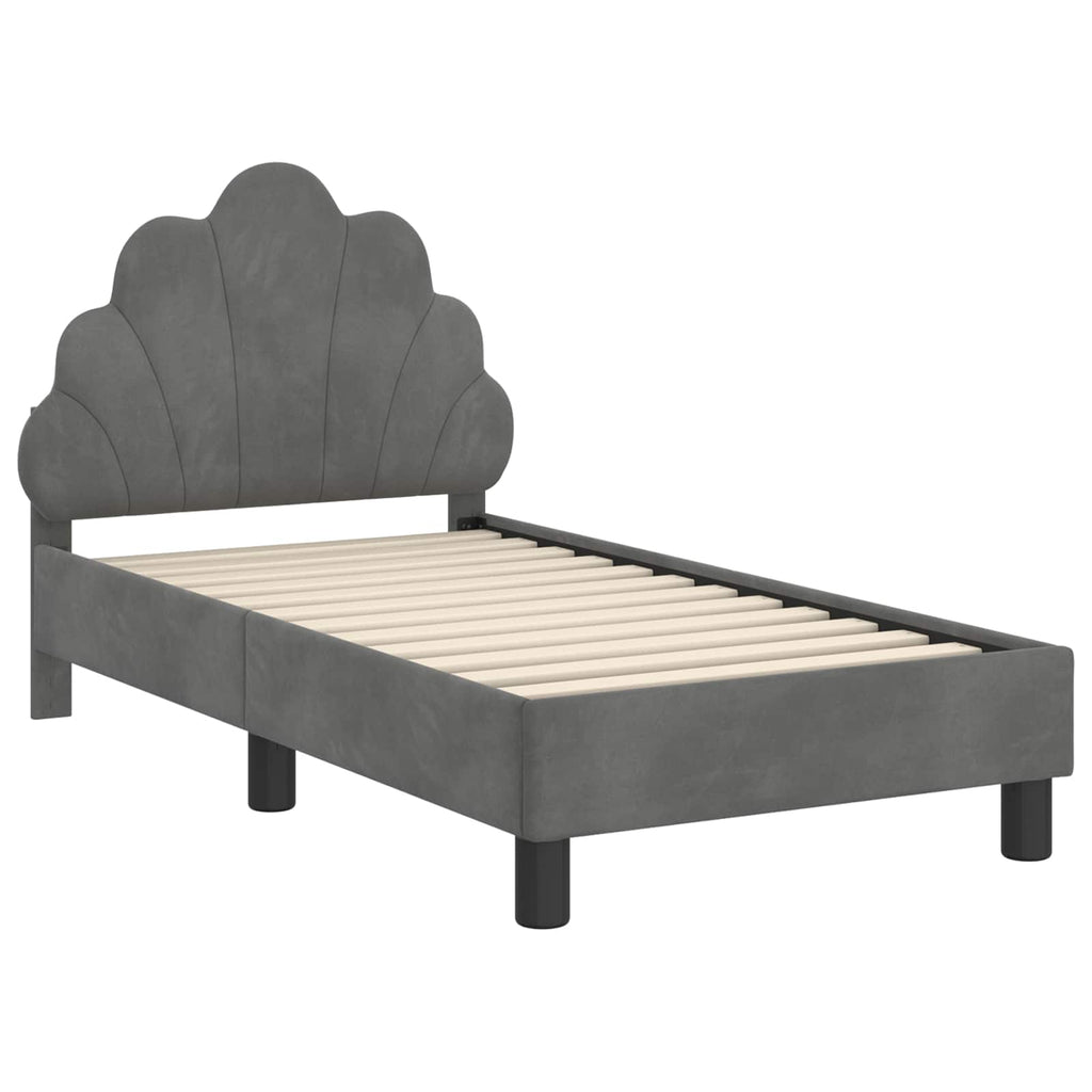 Kinderbettgestell mit Kopfteil Dunkelgrau 70 x 140 cm Samt