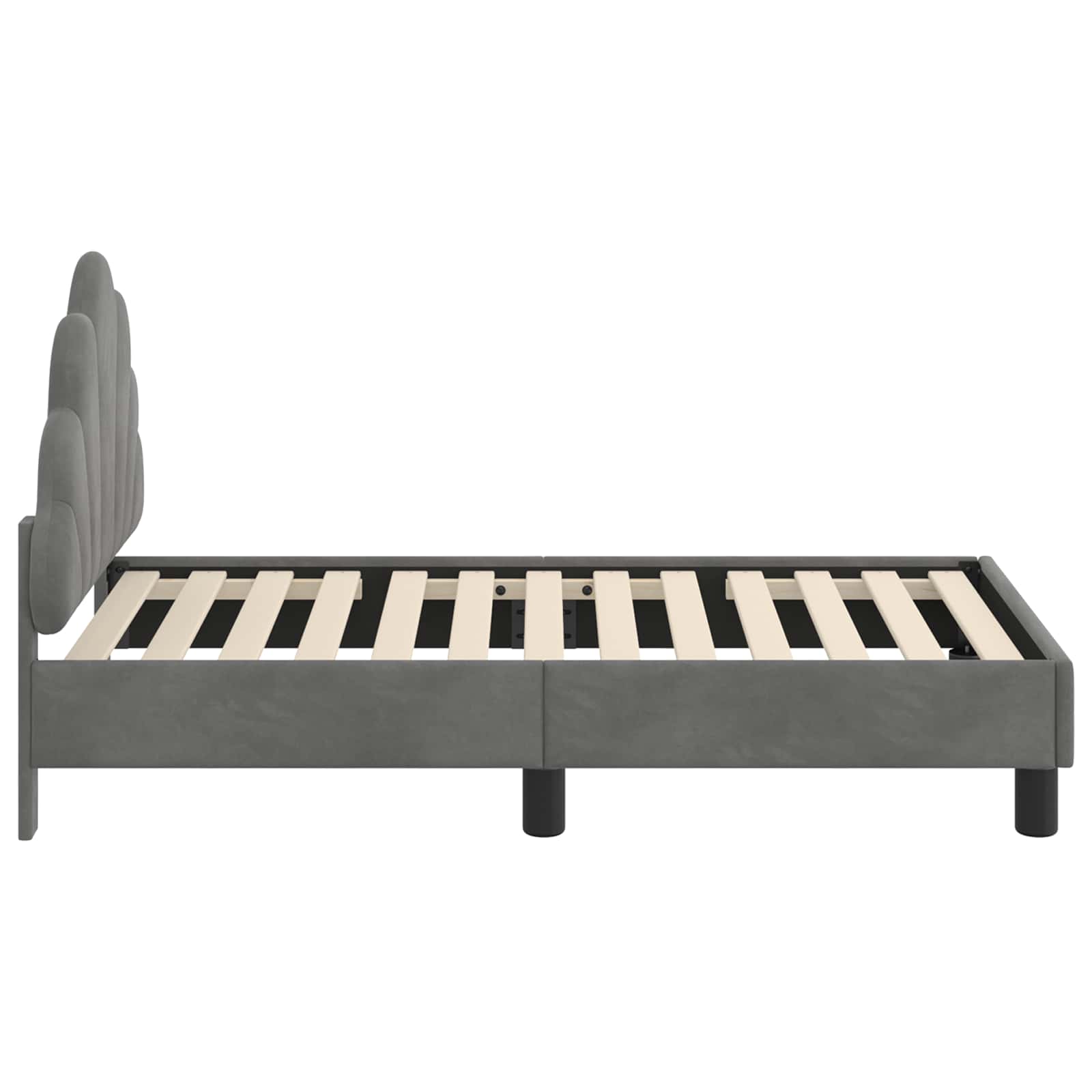 Kinderbettgestell mit Kopfteil Dunkelgrau 70 x 140 cm Samt
