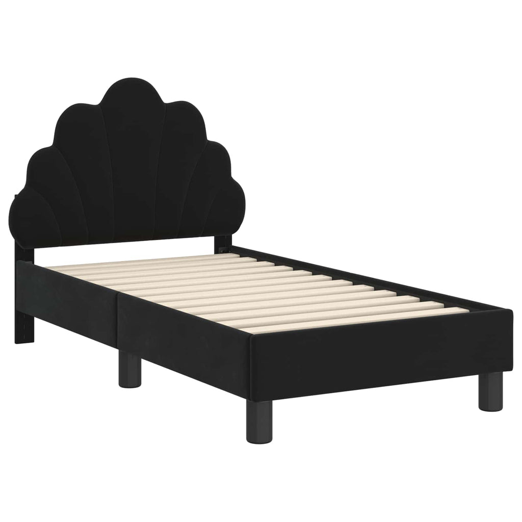 Kinderbettgestell mit Kopfteil Schwarz 70 x 140 cm Samt