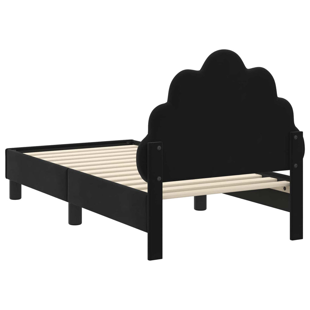 Kinderbettgestell mit Kopfteil Schwarz 70 x 140 cm Samt