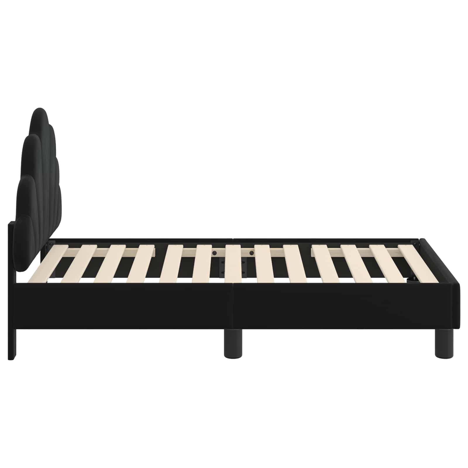 Kinderbettgestell mit Kopfteil Schwarz 70 x 140 cm Samt