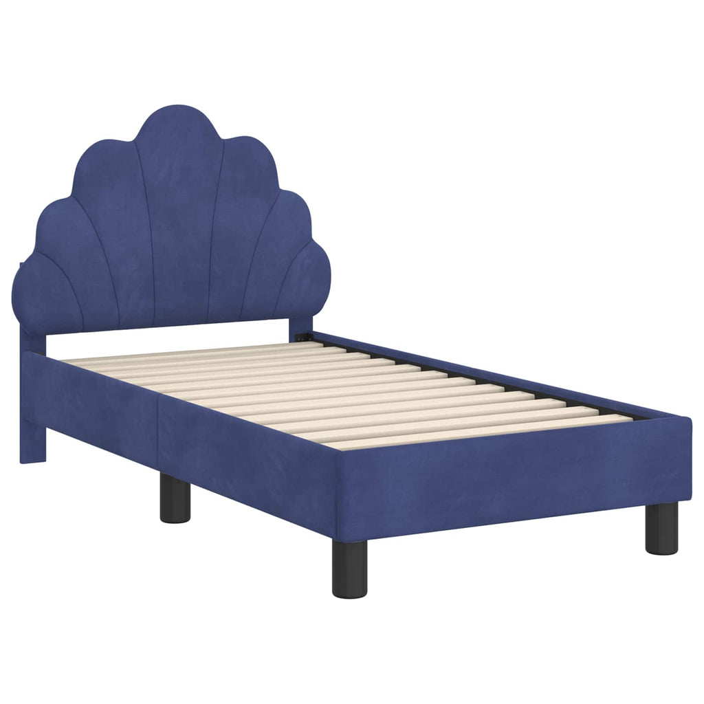 Kinderbettgestell mit Kopfteil Polizeiblau 70 x 140 cm Samt