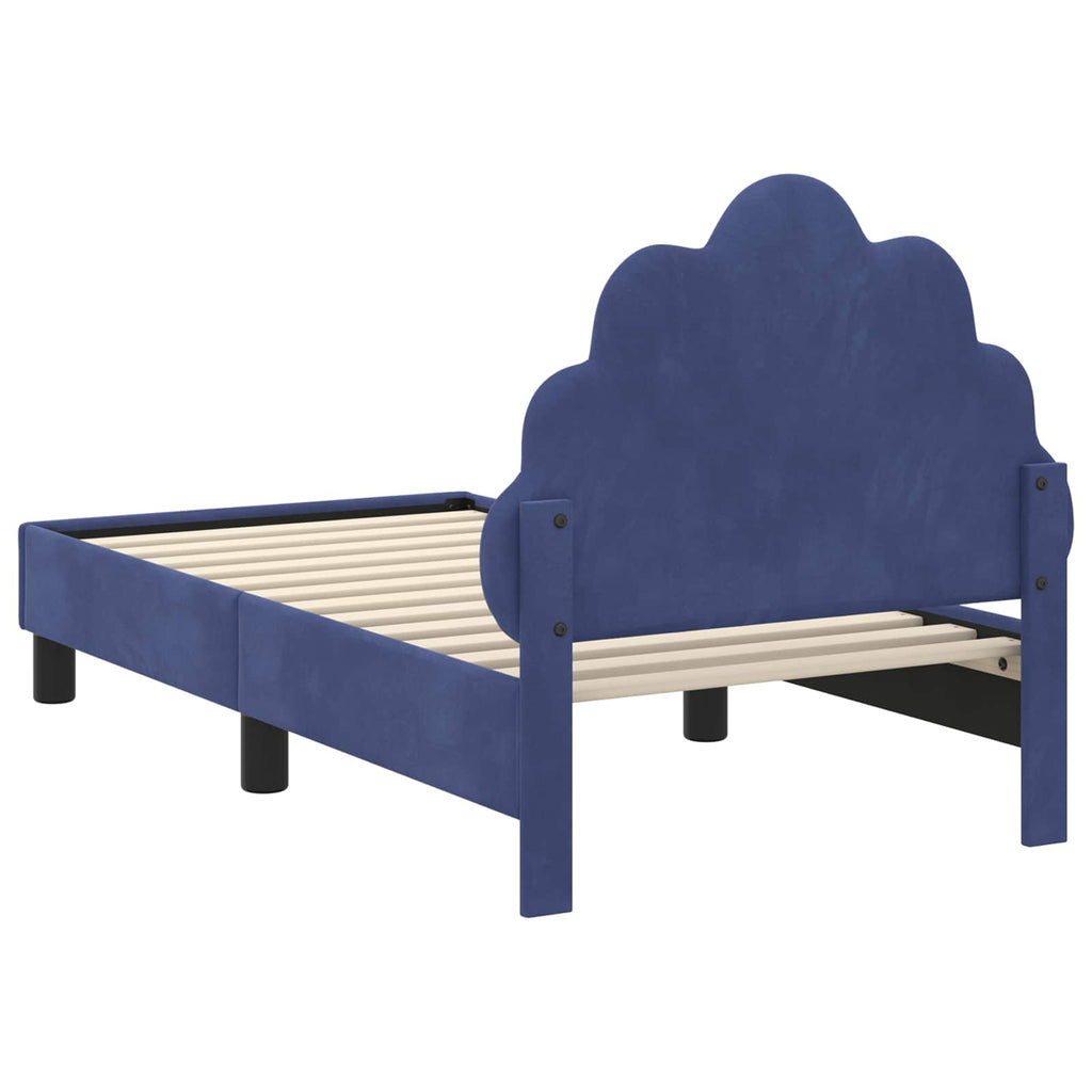 Kinderbettgestell mit Kopfteil Polizeiblau 70 x 140 cm Samt