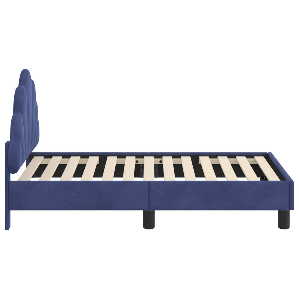 Kinderbettgestell mit Kopfteil Polizeiblau 70 x 140 cm Samt