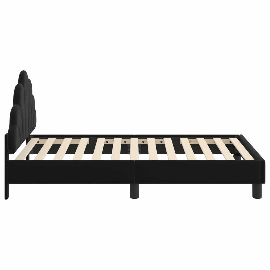 Kinderbettgestell mit Kopfteil Schwarz 80 x 160 cm Samt
