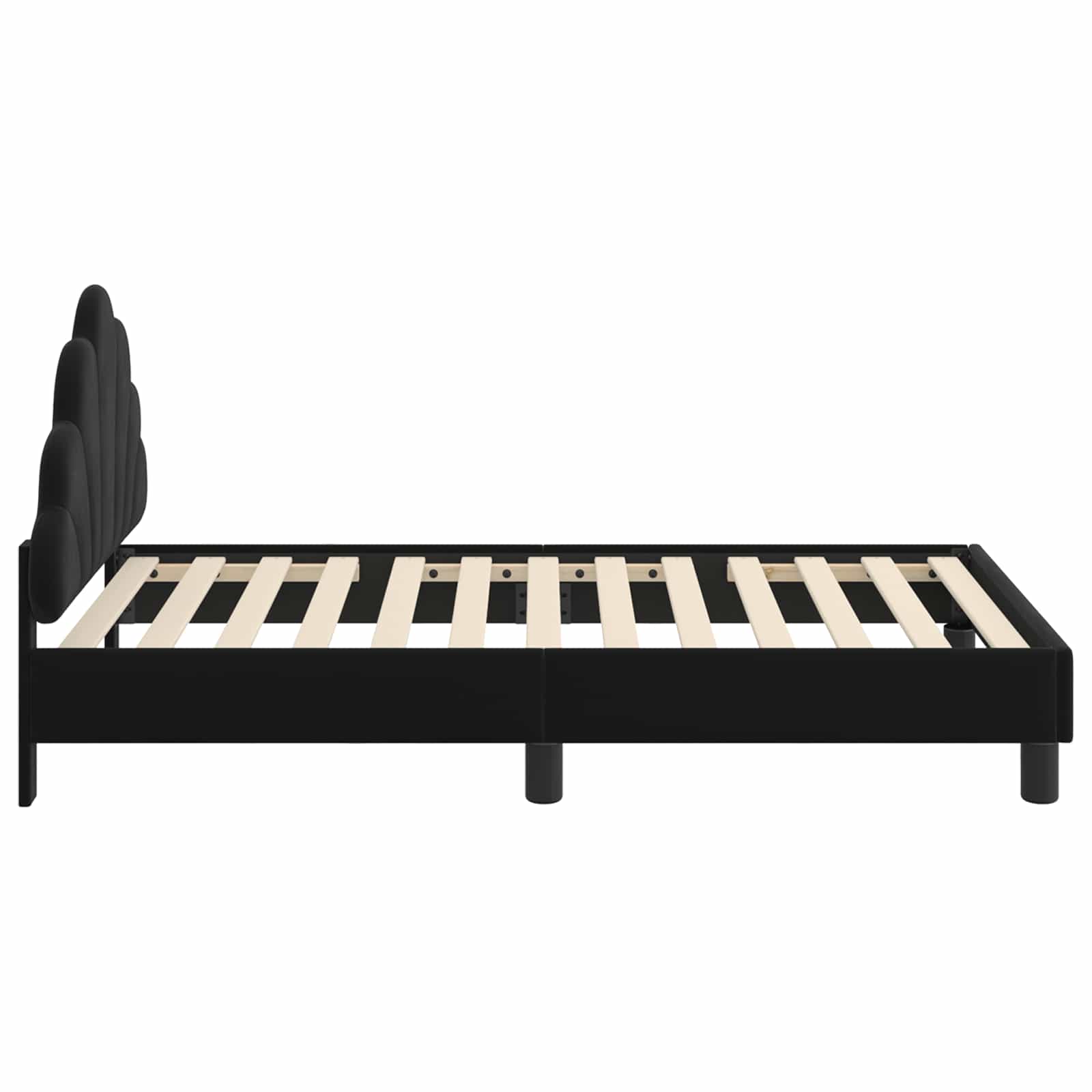 Kinderbettgestell mit Kopfteil Schwarz 80 x 160 cm Samt