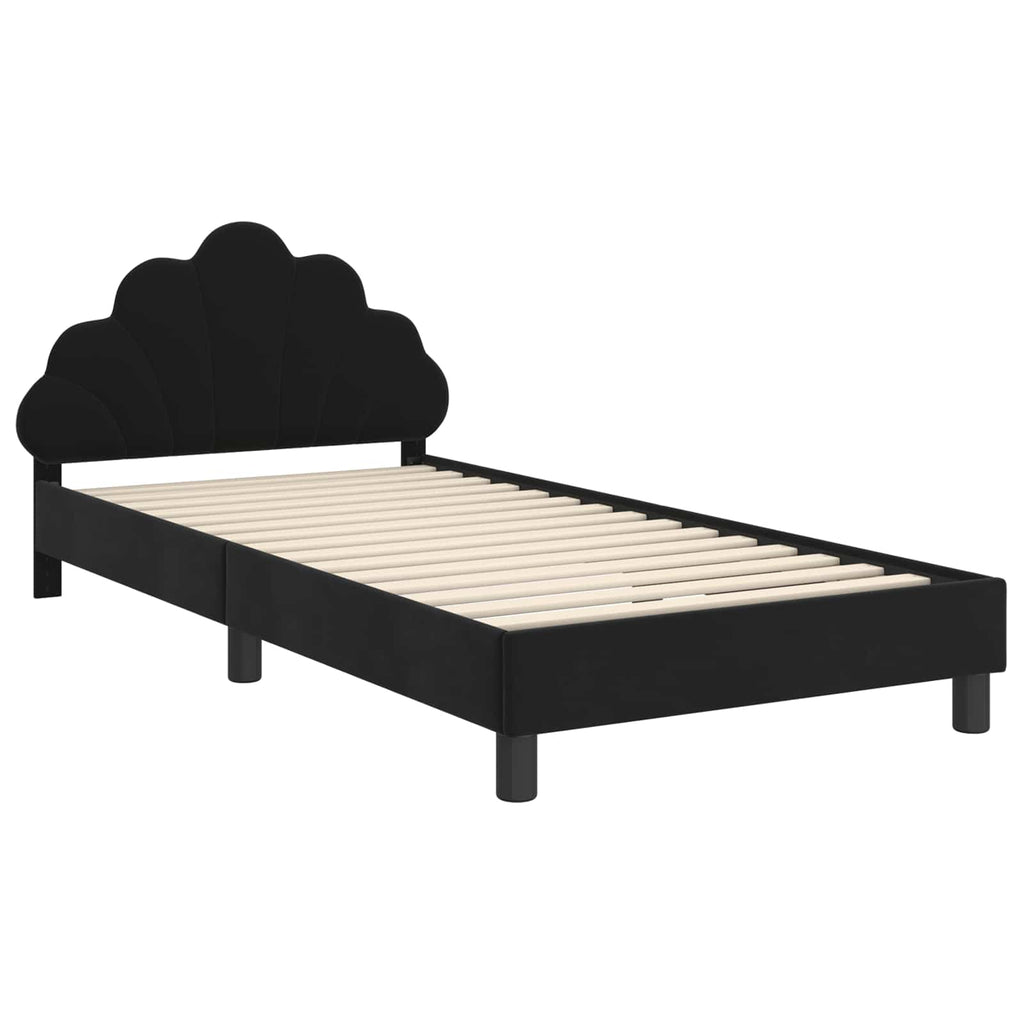 Kinderbettgestell mit Kopfteil Schwarz 80 x 200 cm Samt