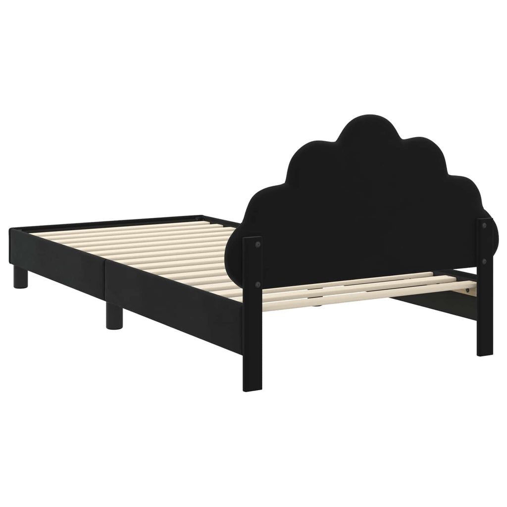 Kinderbettgestell mit Kopfteil Schwarz 80 x 200 cm Samt