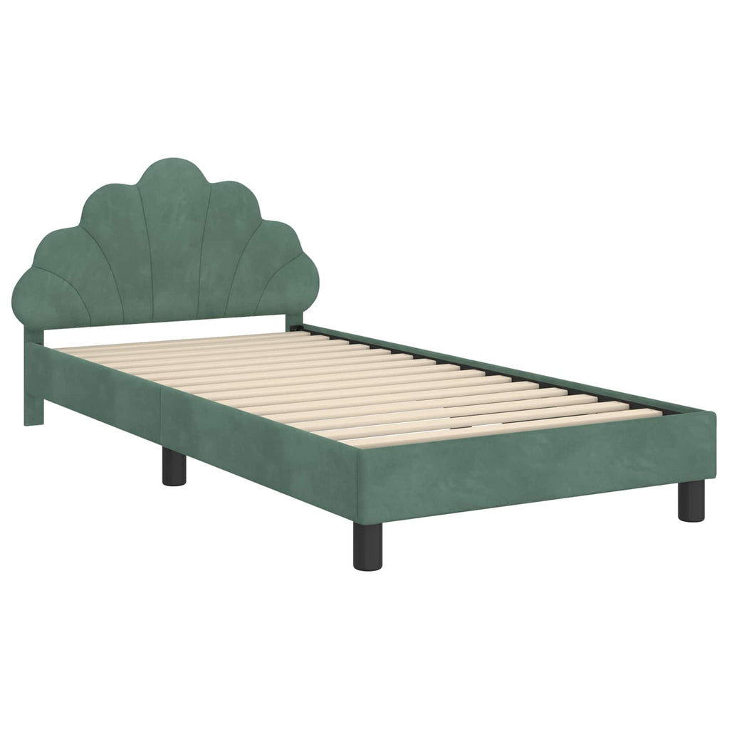 Kinderbettgestell mit Kopfteil Meergrün 80 x 200 cm Samt
