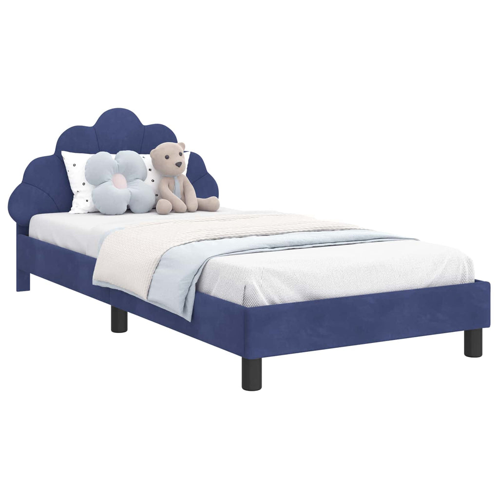 Kinderbettgestell mit Kopfteil Polizeiblau 80 x 200 cm Samt