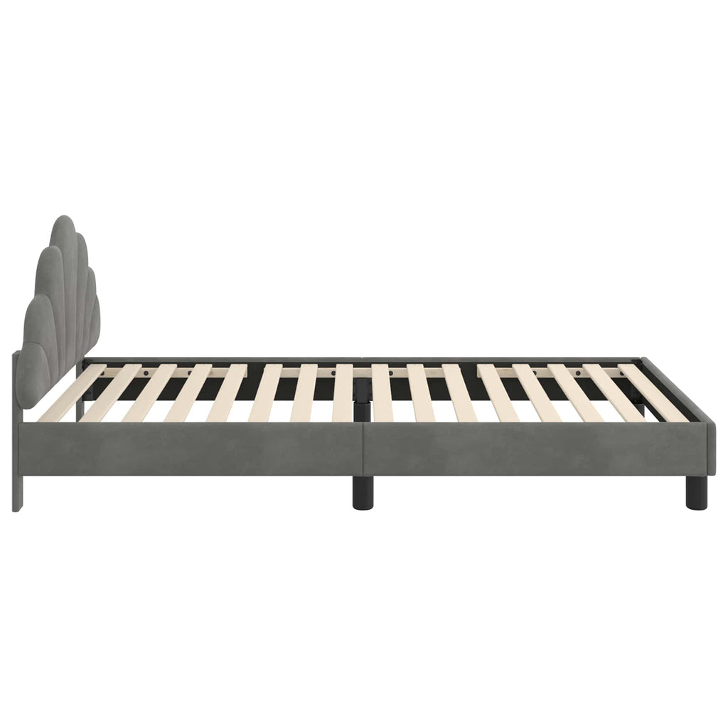 Kinderbettgestell mit Kopfteil Dunkelgrau 90 x 190 cm Samt