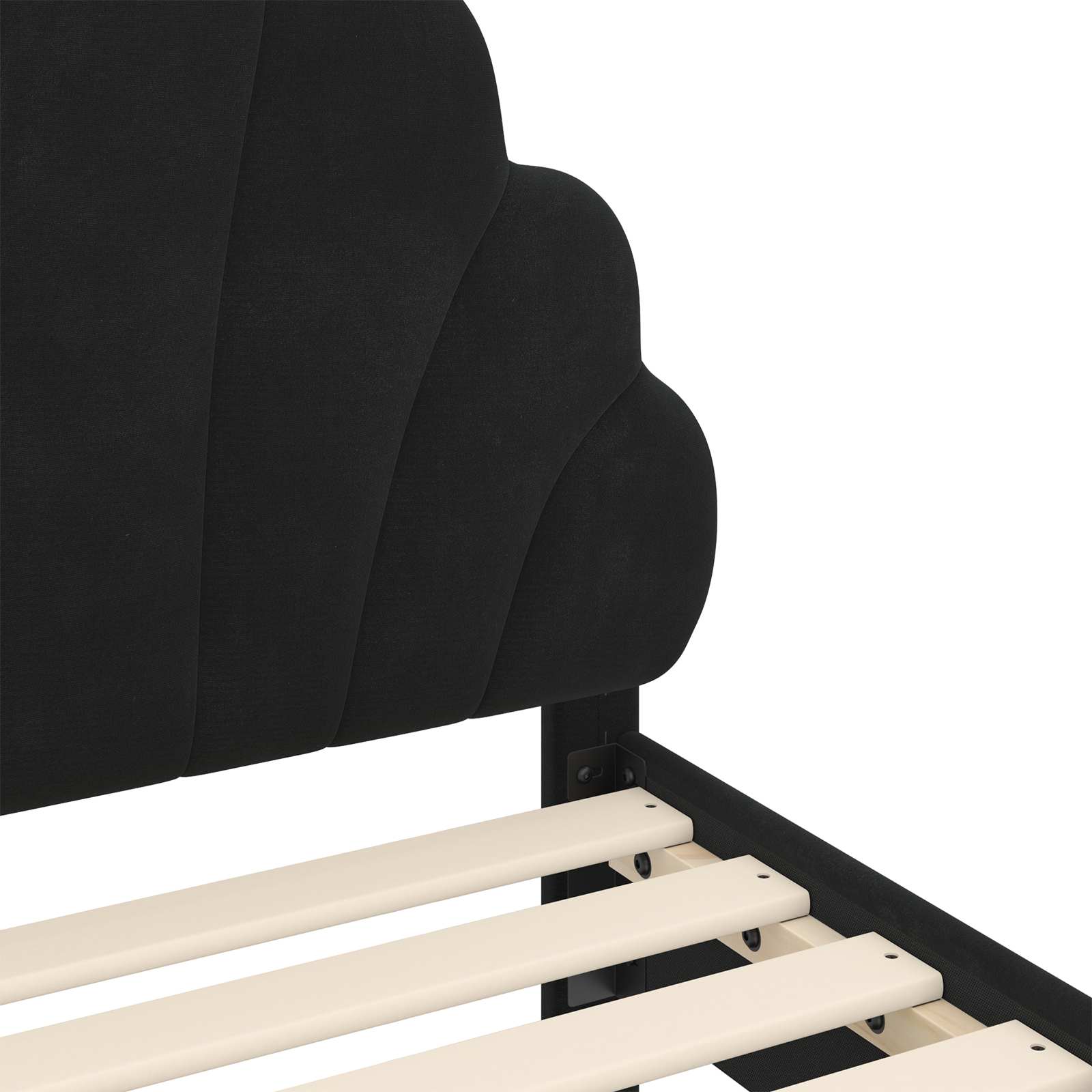 Kinderbettgestell mit Kopfteil Schwarz 90 x 190 cm Samt