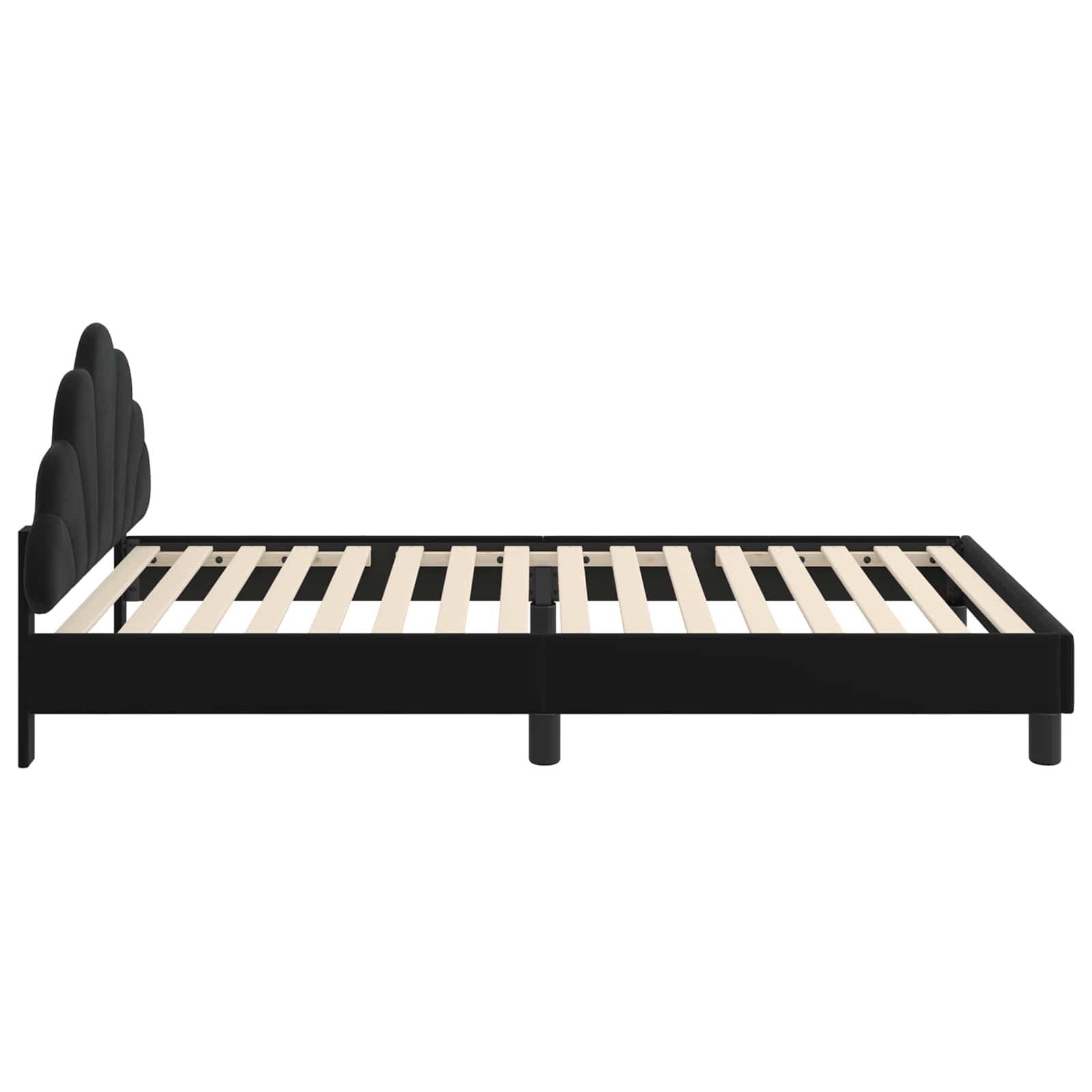Kinderbettgestell mit Kopfteil Schwarz 90 x 190 cm Samt