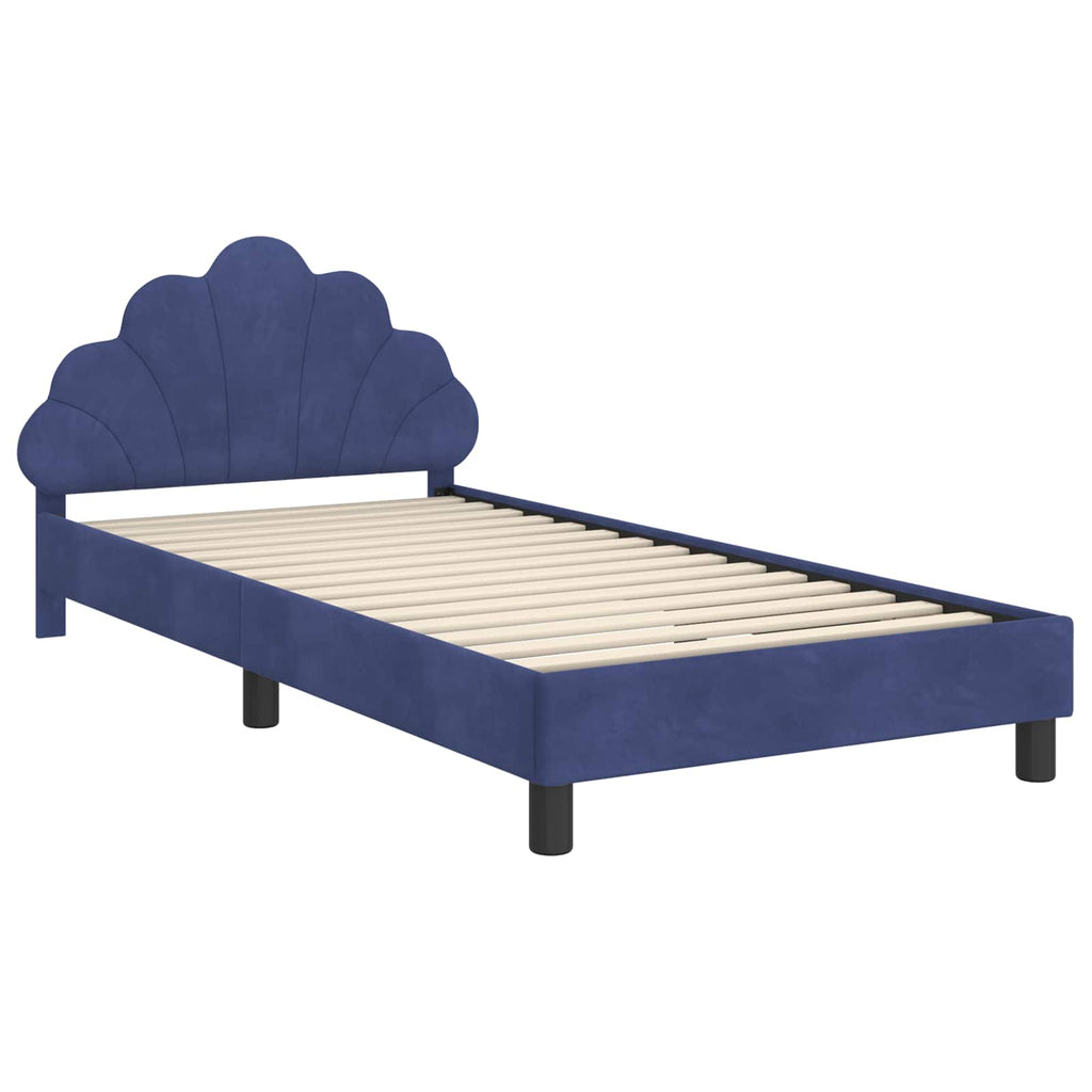Kinderbettgestell mit Kopfteil Polizeiblau 90 x 190 cm Samt