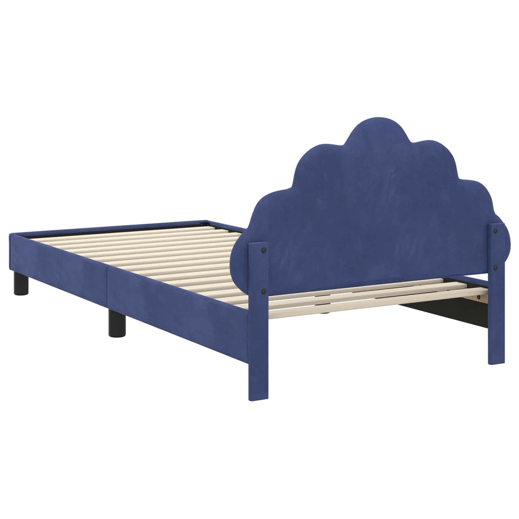 Kinderbettgestell mit Kopfteil Polizeiblau 90 x 190 cm Samt