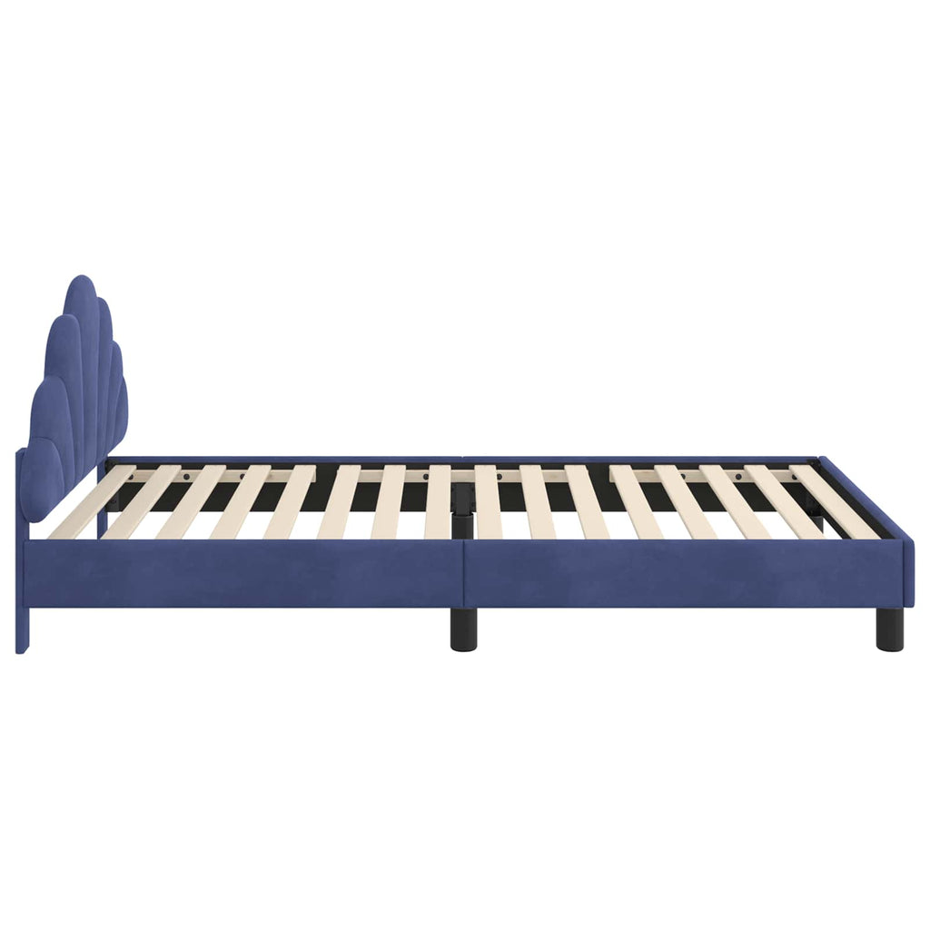 Kinderbettgestell mit Kopfteil Polizeiblau 90 x 190 cm Samt