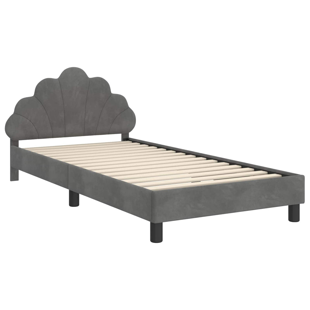 Kinderbettgestell mit Kopfteil Dunkelgrau 90 x 200 cm Samt