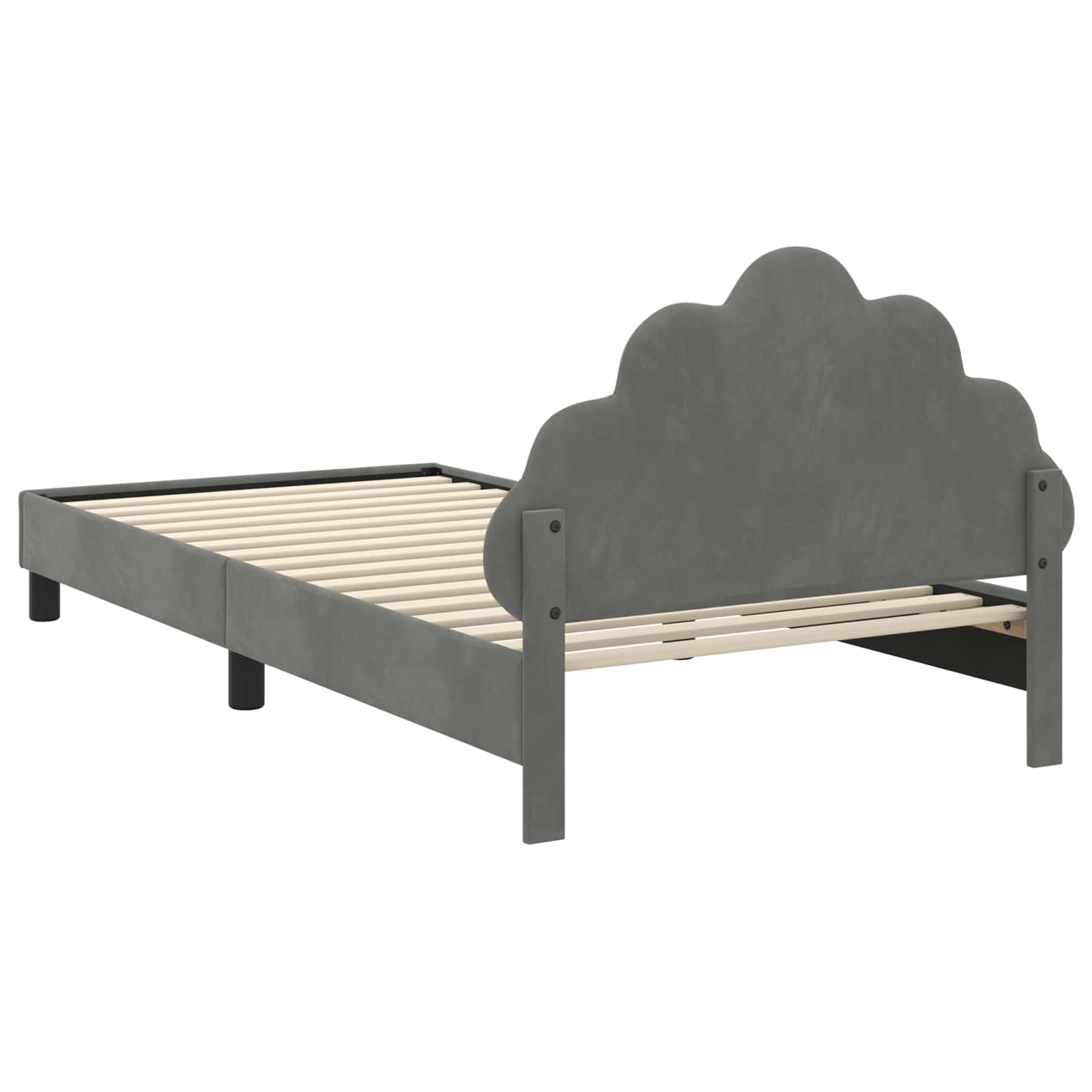 Kinderbettgestell mit Kopfteil Dunkelgrau 90 x 200 cm Samt