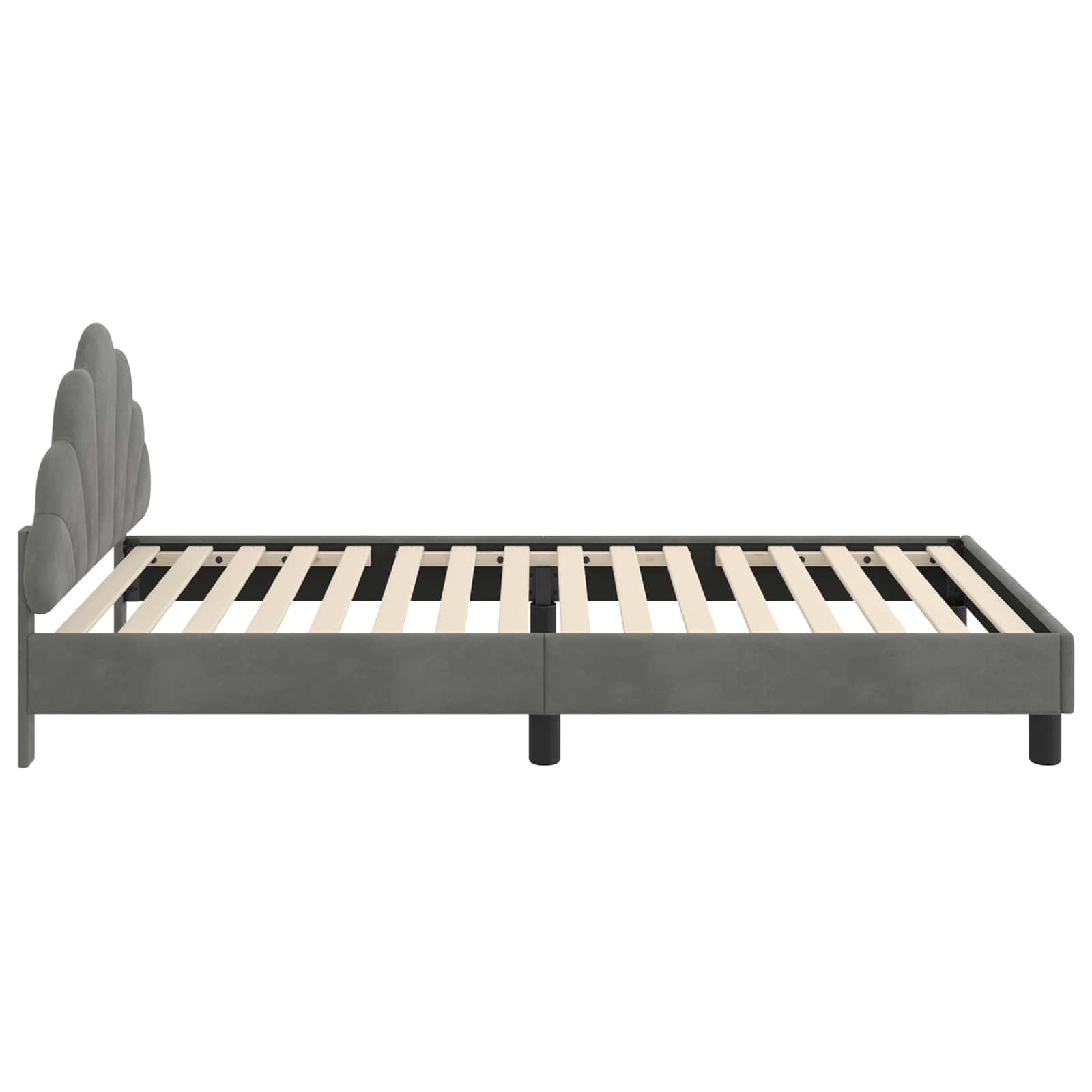 Kinderbettgestell mit Kopfteil Dunkelgrau 90 x 200 cm Samt