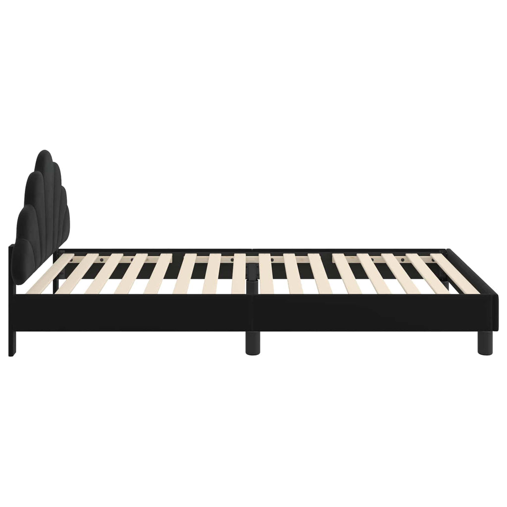 Kinderbettgestell mit Kopfteil Schwarz 90 x 200 cm Samt