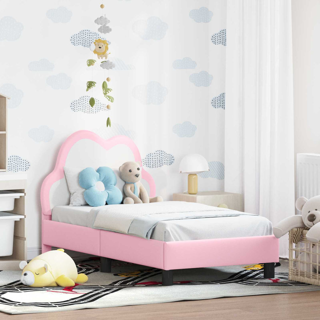 Kinderbettgestell mit Kopfteil Rosa 70 x 140 cm PU