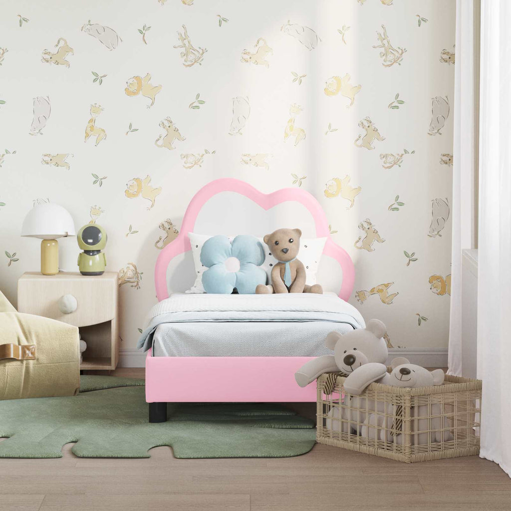 Kinderbettgestell mit Kopfteil Rosa 70 x 140 cm PU