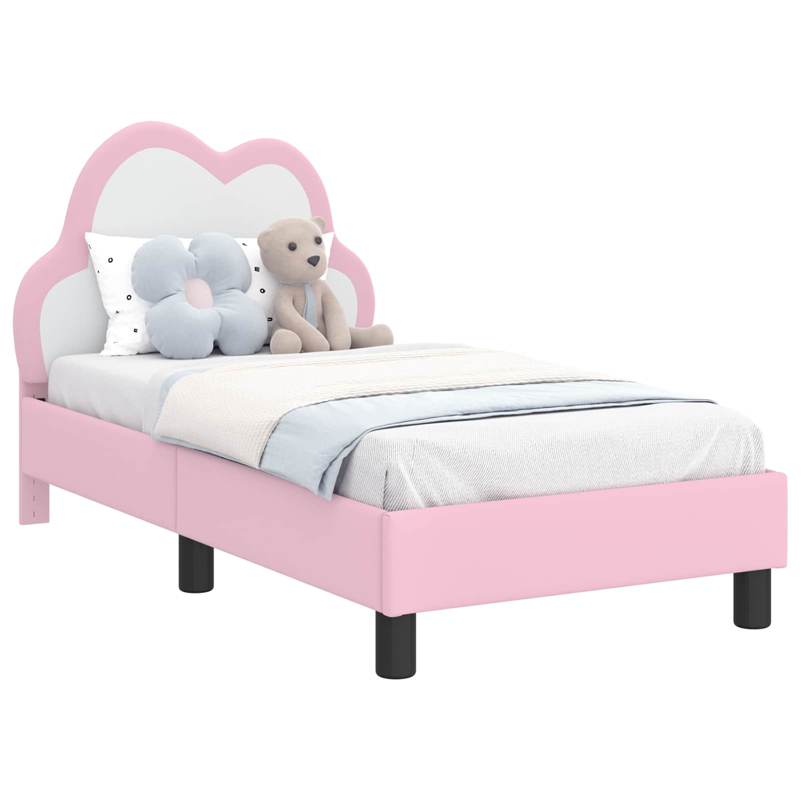 Kinderbettgestell mit Kopfteil Rosa 70 x 140 cm PU