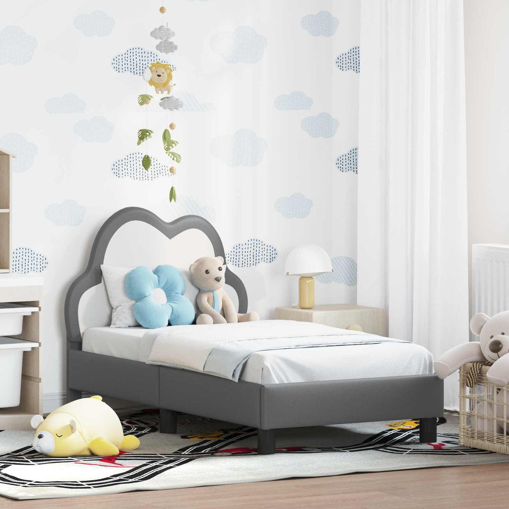 Kinderbettgestell mit Kopfteil Hellgrau 70 x 140 cm PU