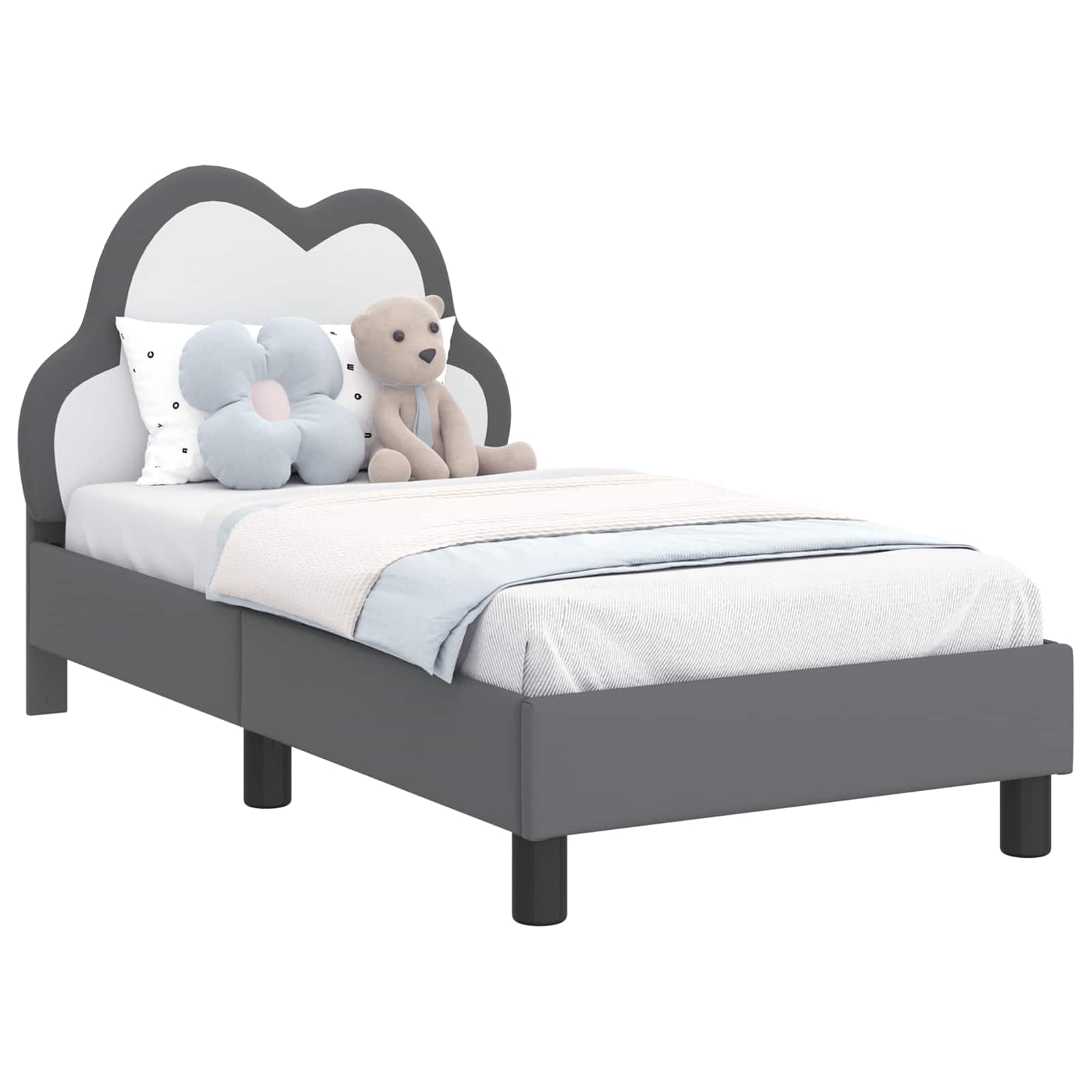 Kinderbettgestell mit Kopfteil Hellgrau 70 x 140 cm PU